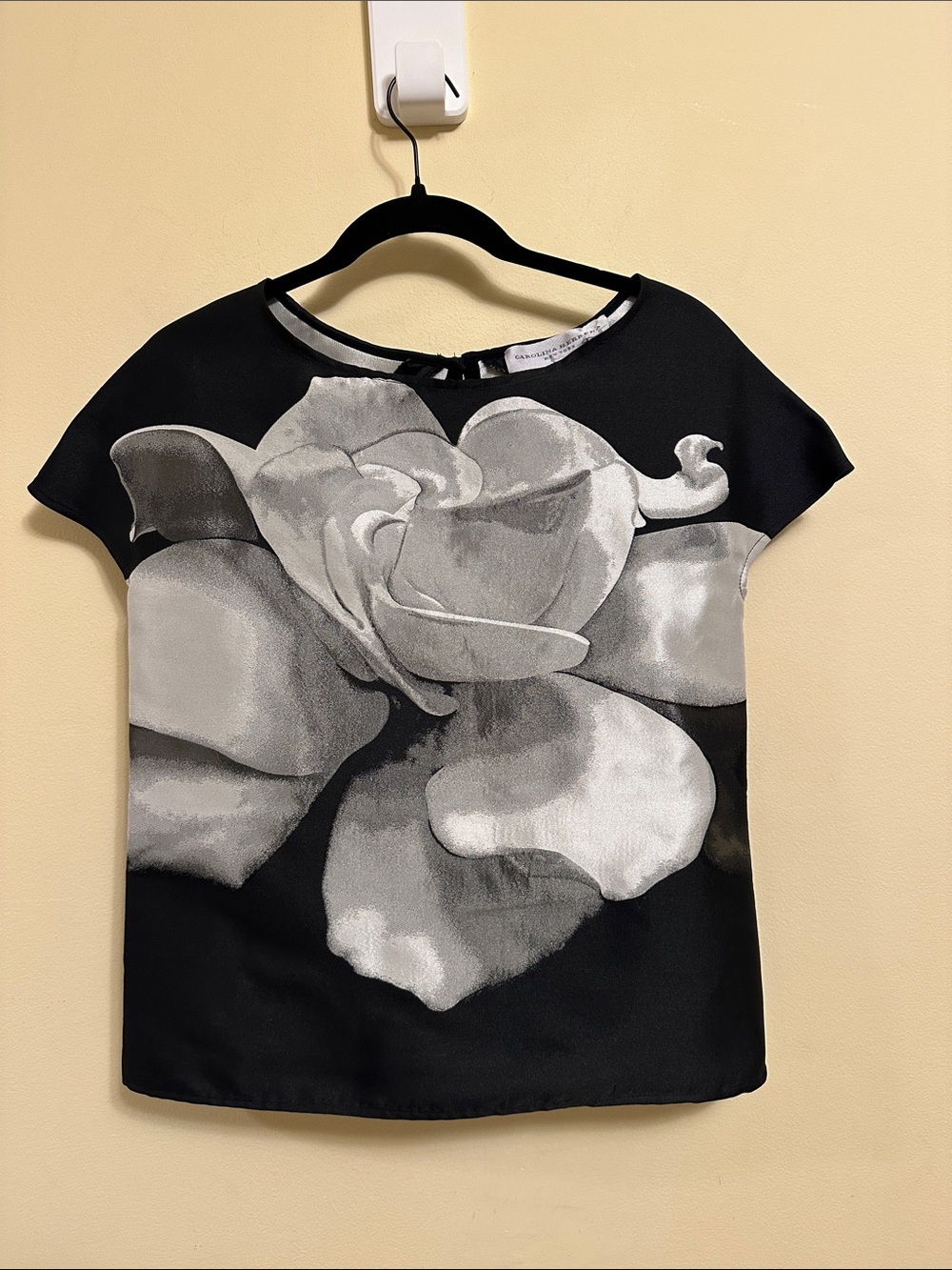 Carolina Herrera 2015 Ready To Wear Runway Jacard Blouse Black Silver 8 $1290